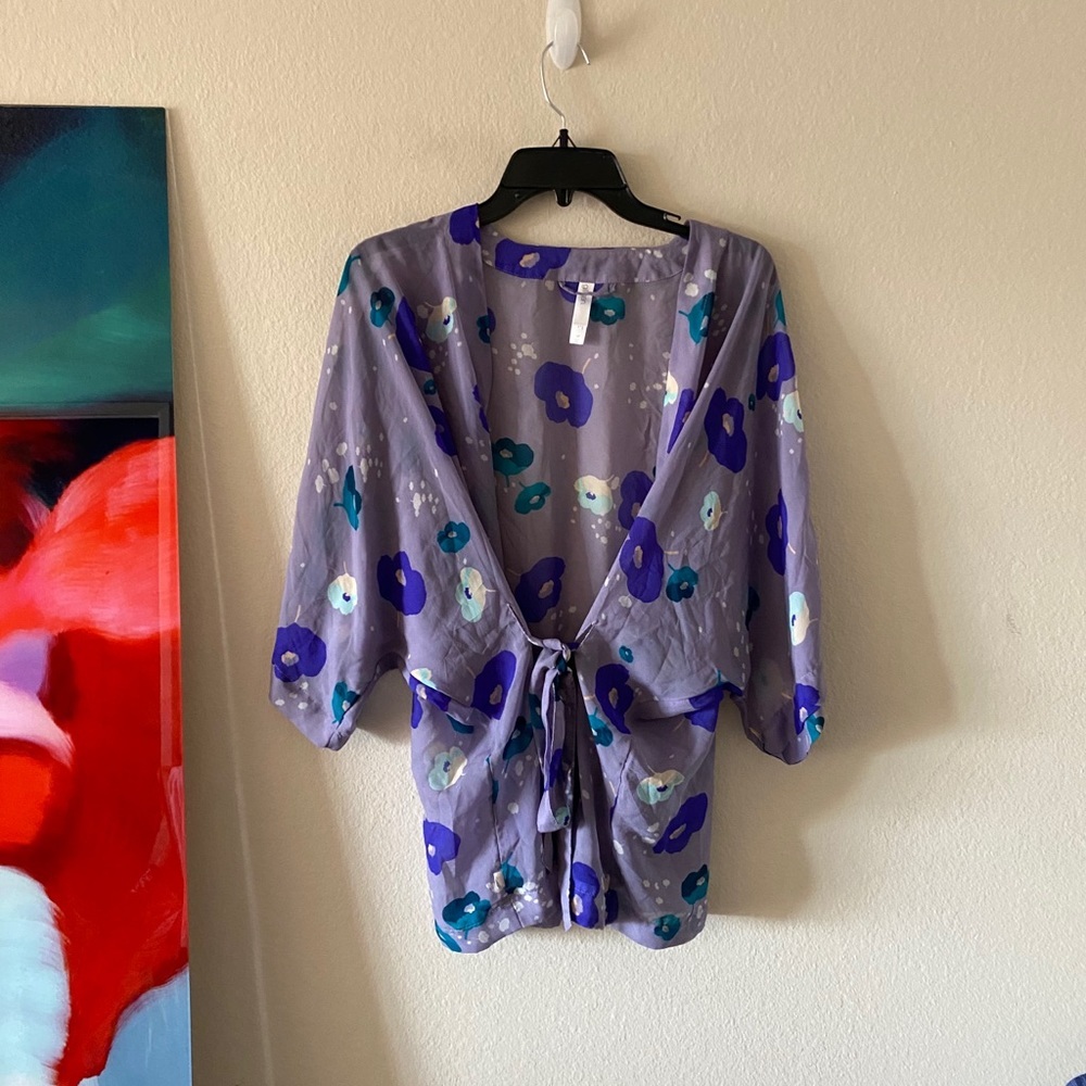 Purple Floral Robe Kimono Sleepwear